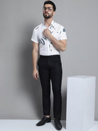Jainish Men's Printed Formal Shirt - White | Grocsy