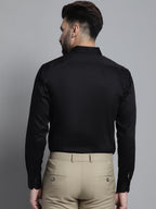 Jainish Men's Cotton Solid Formal Shirt - Black | Grocsy