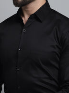 Jainish Men's Cotton Solid Formal Shirt - Black | Grocsy