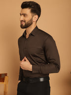 Indian Needle Men's Cotton Solid Formal Shirt - Coffee | Grocsy