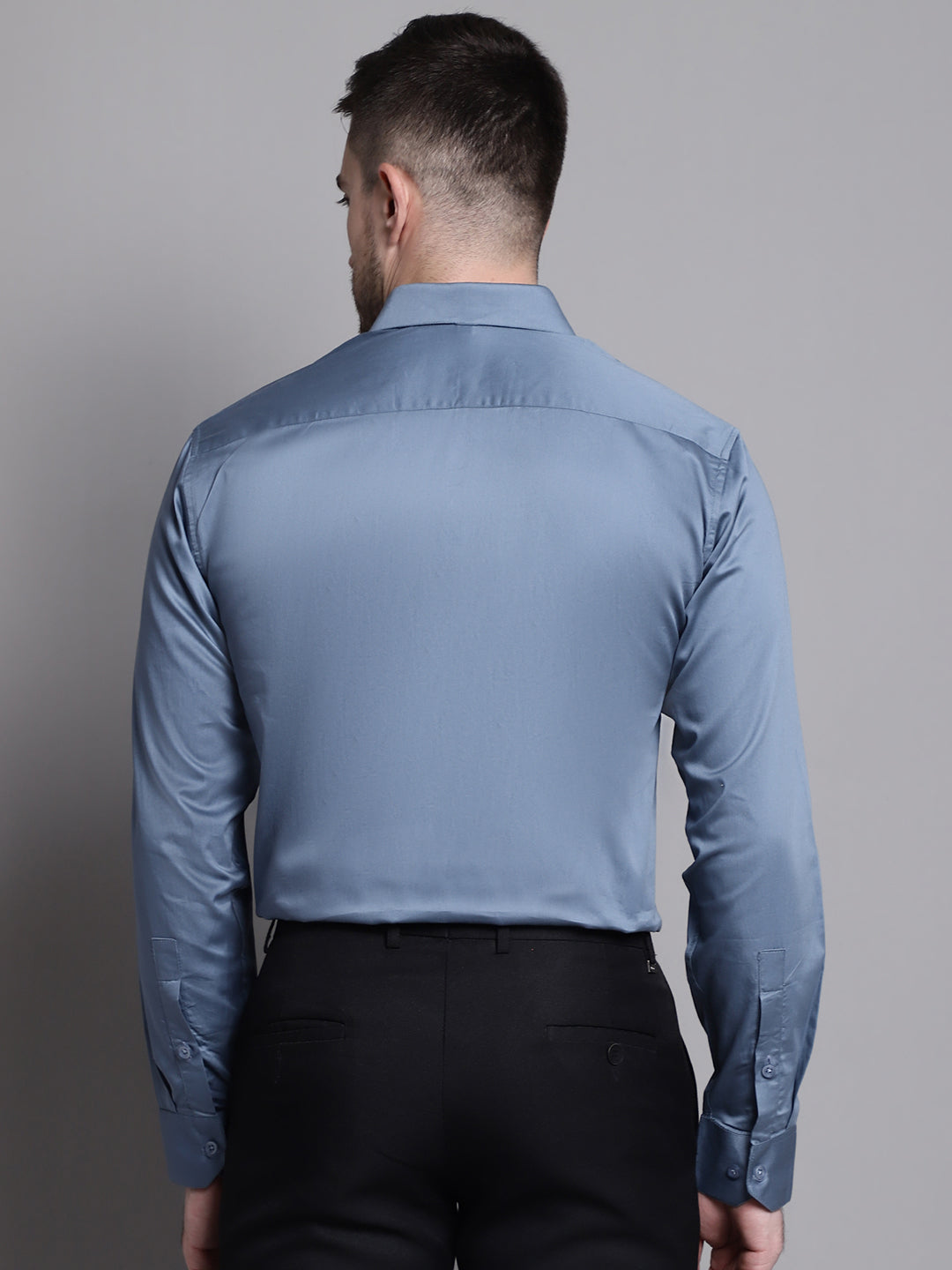 Jainish Men's Cotton Solid Formal Shirt - Grey | Grocsy