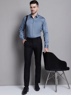 Jainish Men's Cotton Solid Formal Shirt - Grey | Grocsy