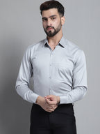 Jainish Men's Cotton Solid Formal Shirt - Light-Grey | Grocsy