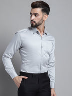 Jainish Men's Cotton Solid Formal Shirt - Light-Grey | Grocsy