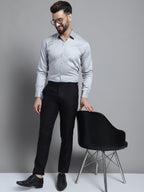 Jainish Men's Cotton Solid Formal Shirt - Light-Grey | Grocsy