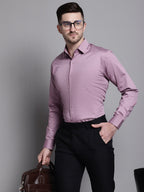 Jainish Men's Cotton Solid Formal Shirt - Magenta | Grocsy
