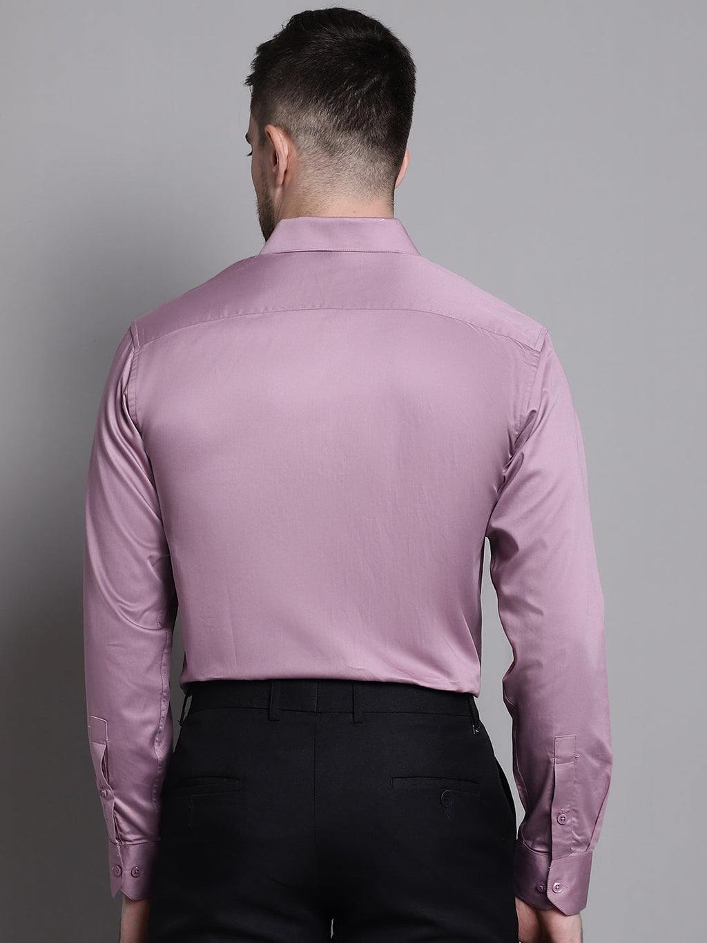 Jainish Men's Cotton Solid Formal Shirt - Magenta | Grocsy