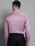 Jainish Men's Cotton Solid Formal Shirt - Magenta | Grocsy