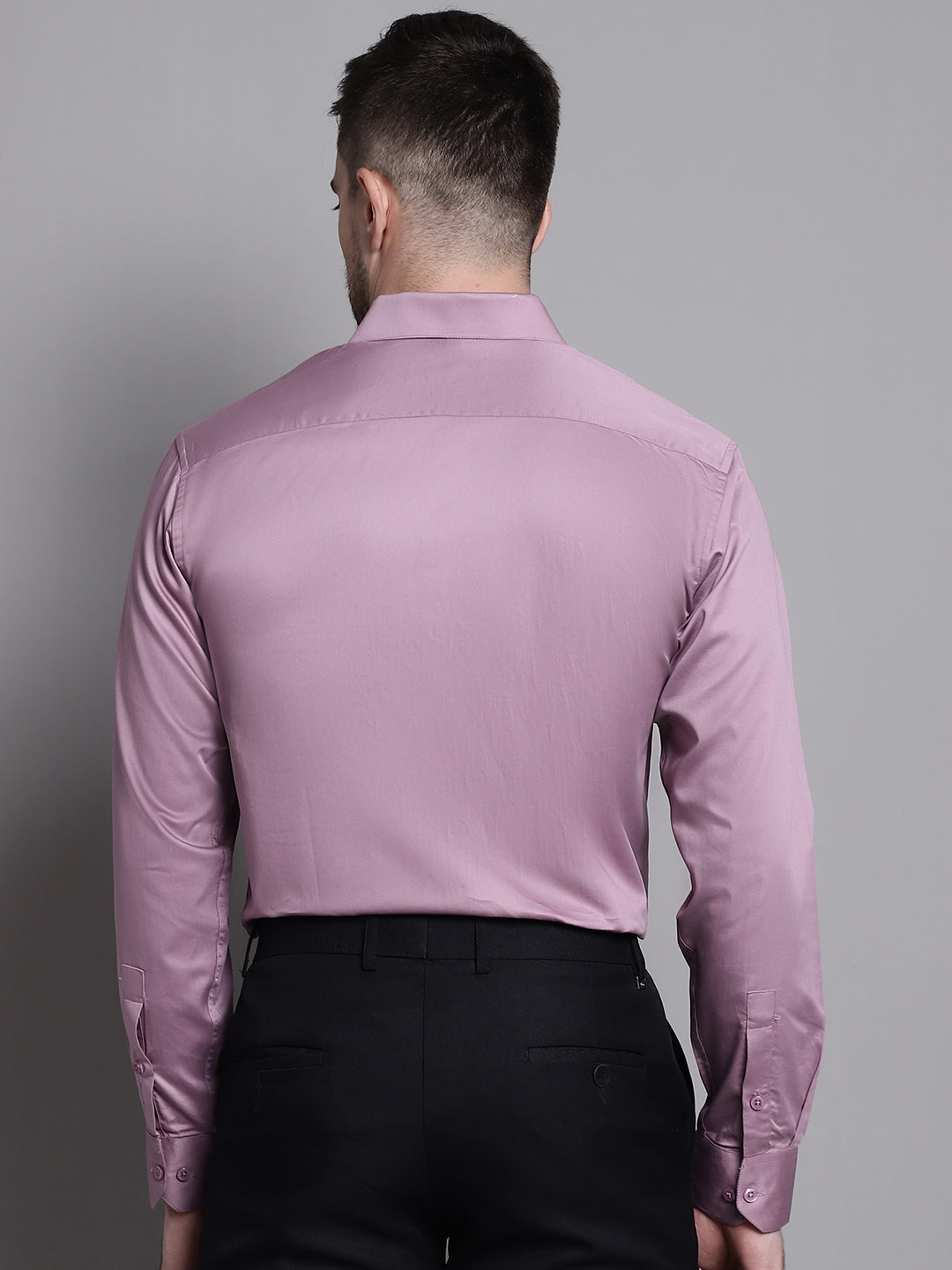 Jainish Men's Cotton Solid Formal Shirt - Magenta | Grocsy