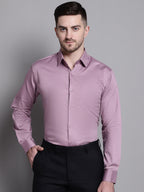 Jainish Men's Cotton Solid Formal Shirt - Magenta | Grocsy
