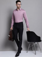 Jainish Men's Cotton Solid Formal Shirt - Magenta | Grocsy