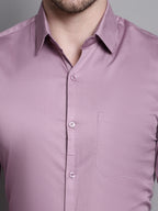 Jainish Men's Cotton Solid Formal Shirt - Magenta | Grocsy