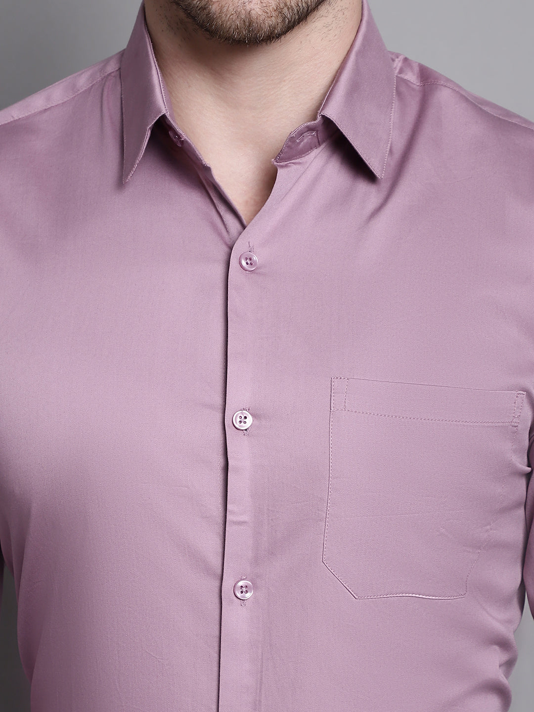 Jainish Men's Cotton Solid Formal Shirt - Magenta | Grocsy