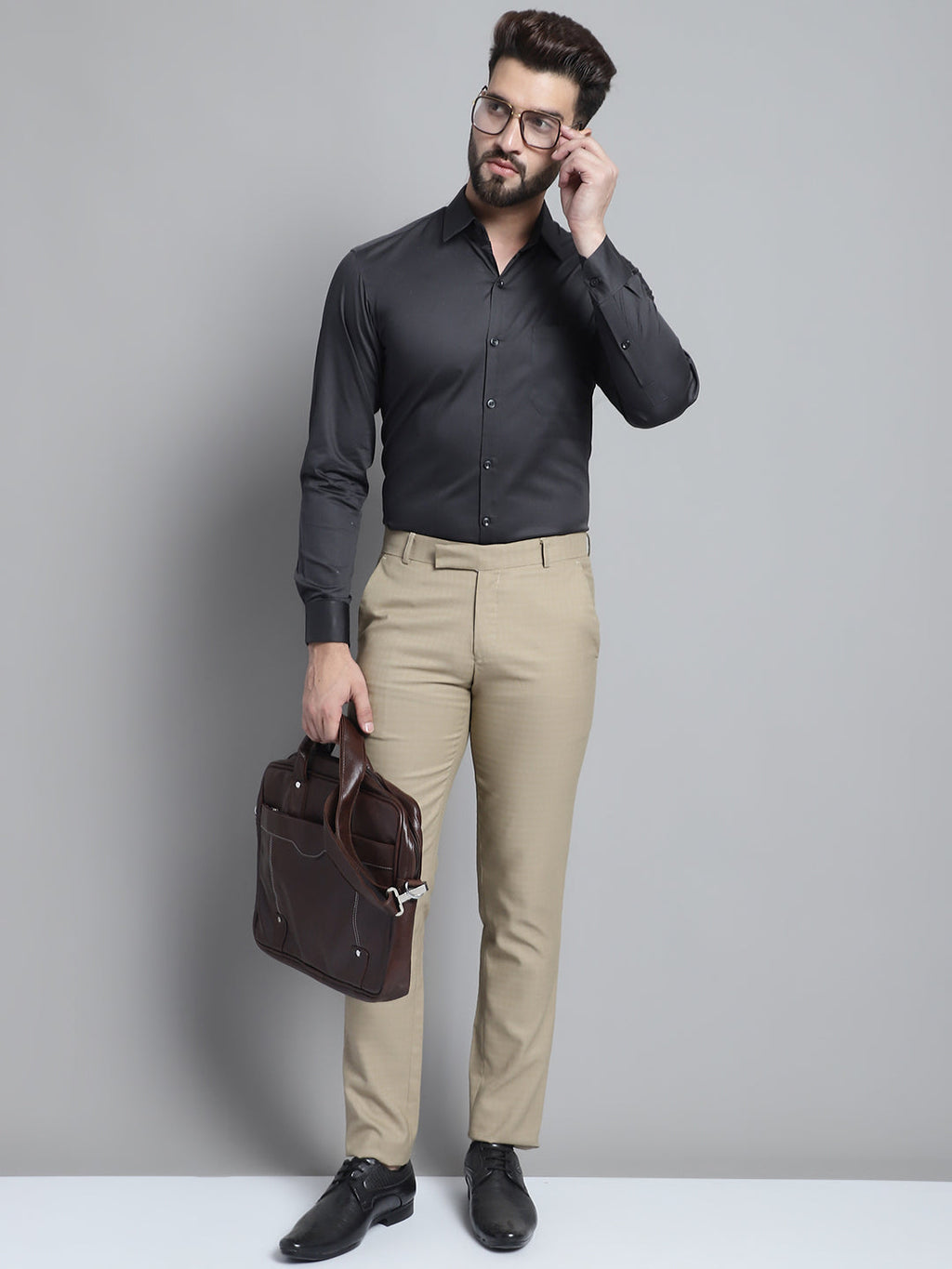 Jainish Men's Cotton Solid Formal Shirt - Olive | Grocsy