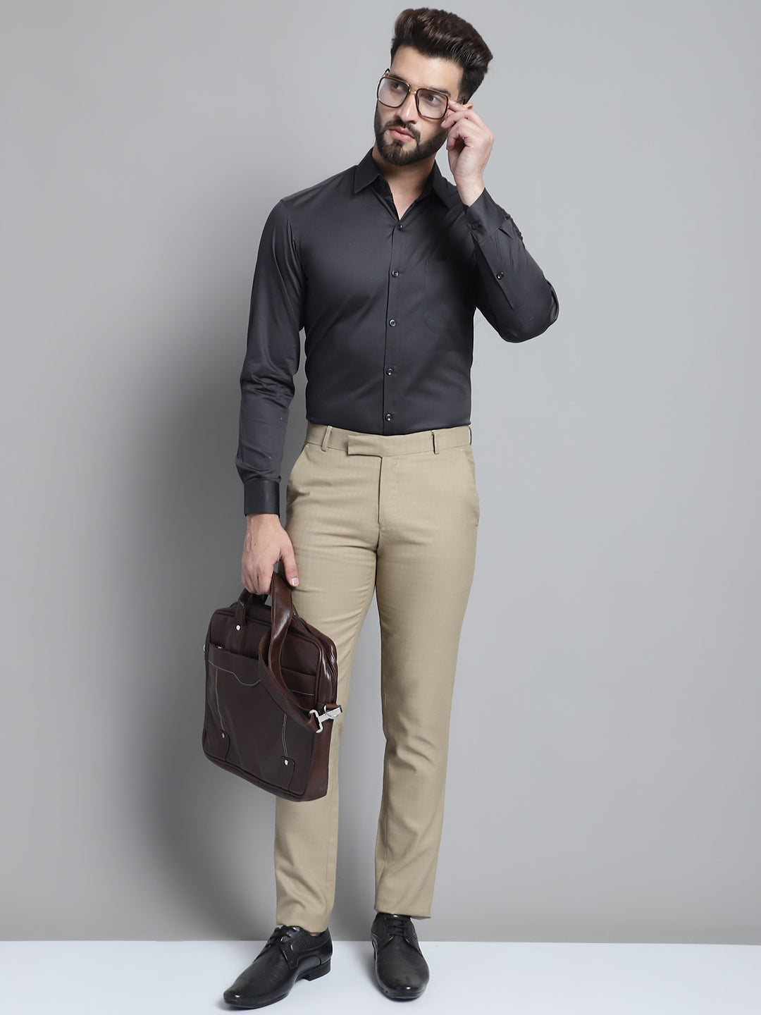Jainish Men's Cotton Solid Formal Shirt - Olive | Grocsy
