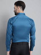 Jainish Men's Cotton Solid Formal Shirt - Peacock | Grocsy
