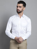 Jainish Men's Cotton Solid Formal Shirt - White | Grocsy