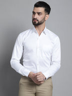 Jainish Men's Cotton Solid Formal Shirt - White | Grocsy