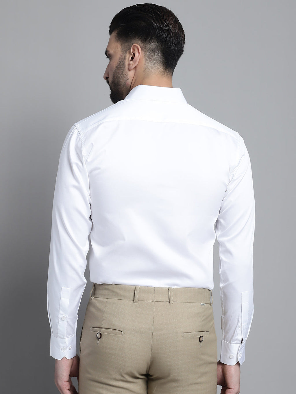 Jainish Men's Cotton Solid Formal Shirt - White | Grocsy