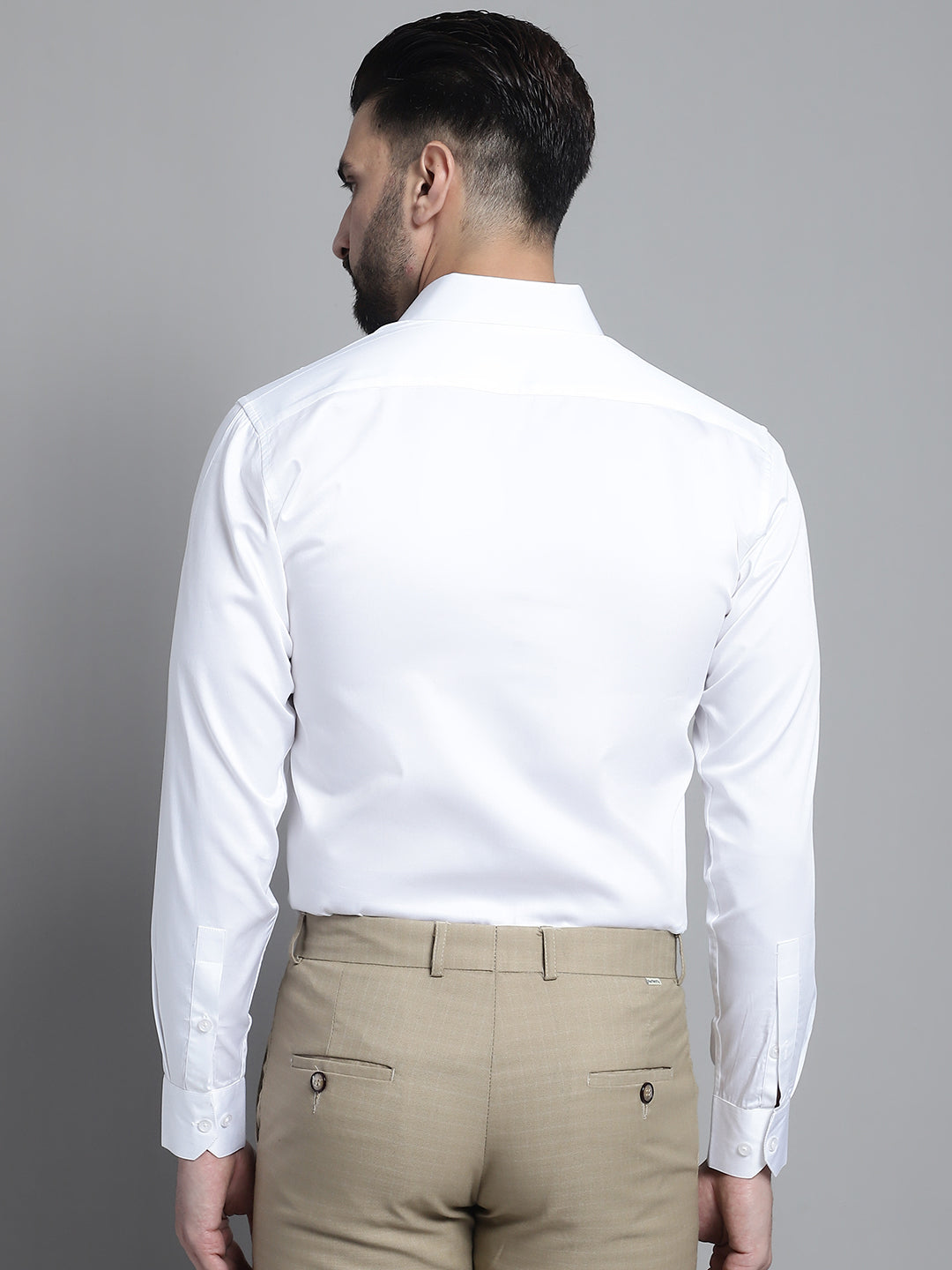Jainish Men's Cotton Solid Formal Shirt - White | Grocsy