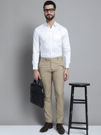 Jainish Men's Cotton Solid Formal Shirt - White | Grocsy