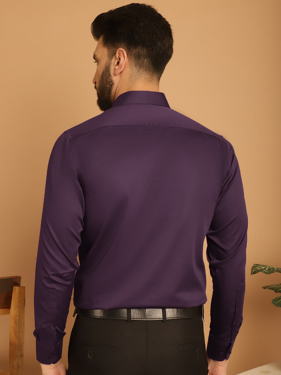 Indian Needle Men's Cotton Solid Formal Shirt - Wine | Grocsy