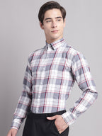 Jainish Men's Grey Checked Ragular Fit Formal Shirt - Grey | Grocsy