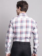 Jainish Men's Grey Checked Ragular Fit Formal Shirt - Grey | Grocsy