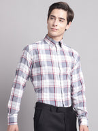 Jainish Men's Grey Checked Ragular Fit Formal Shirt - Grey | Grocsy