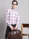 Jainish Men's Pink Checked Ragular Fit Formal Shirt - Pink | Grocsy