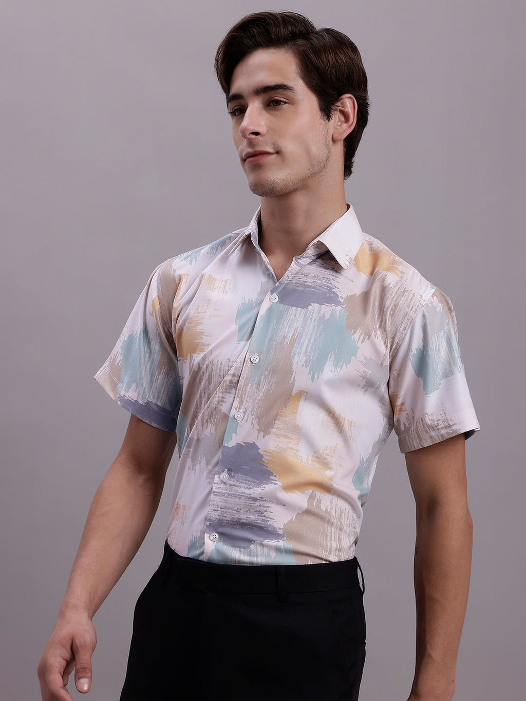 Jainish Men's Printed Formal Shirt - Multi | Grocsy