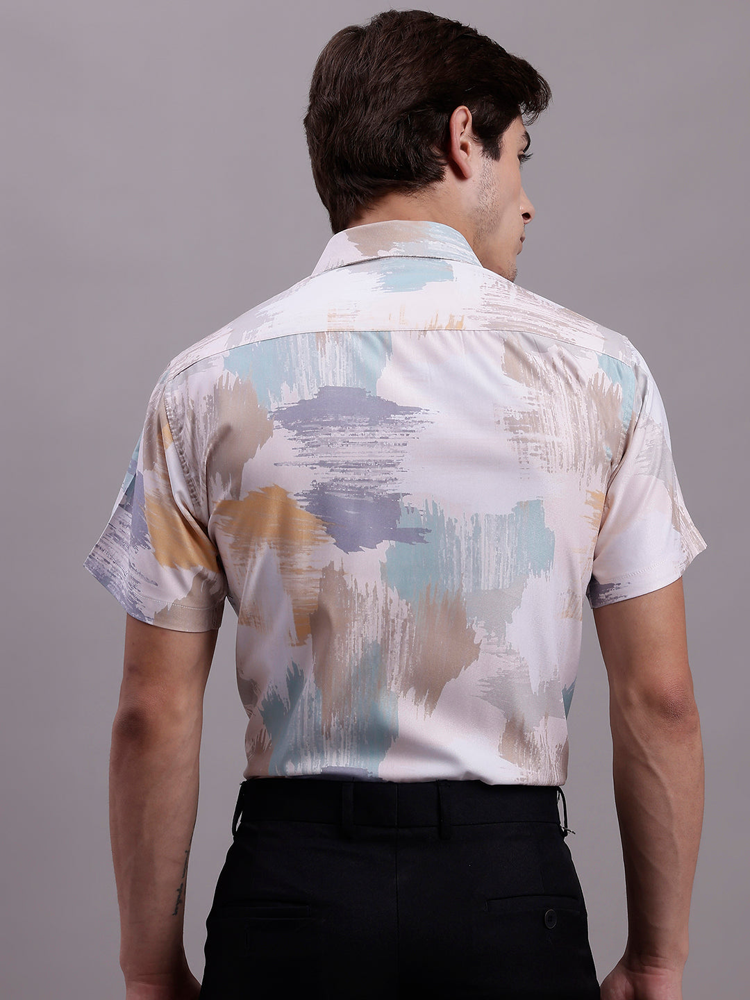 Jainish Men's Printed Formal Shirt - Multi | Grocsy