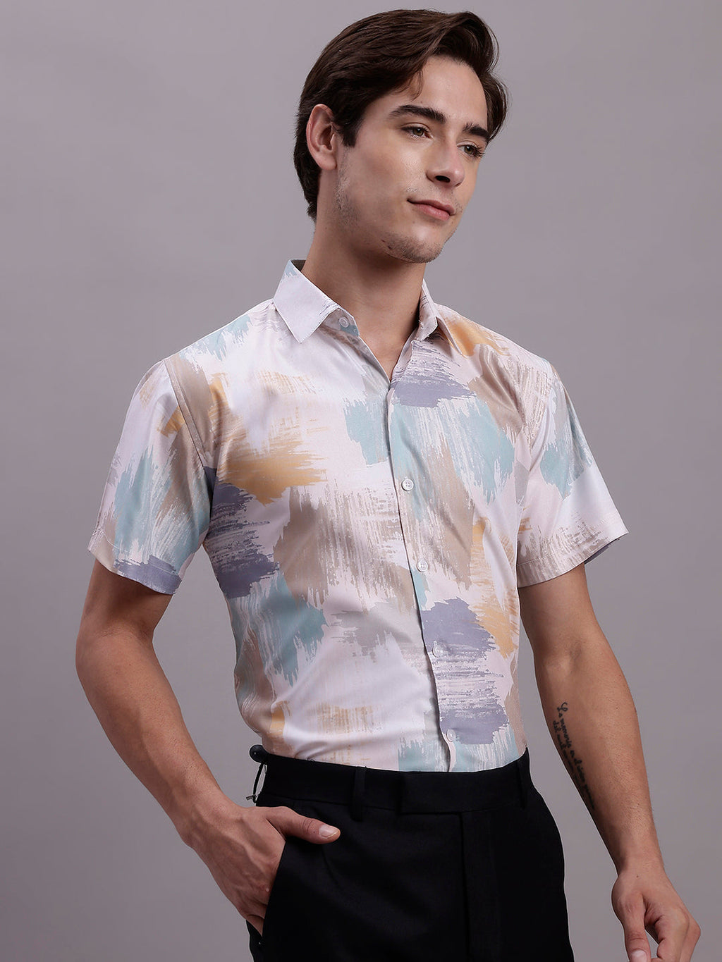 Jainish Men's Printed Formal Shirt - Multi | Grocsy