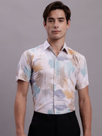 Jainish Men's Printed Formal Shirt - Multi | Grocsy