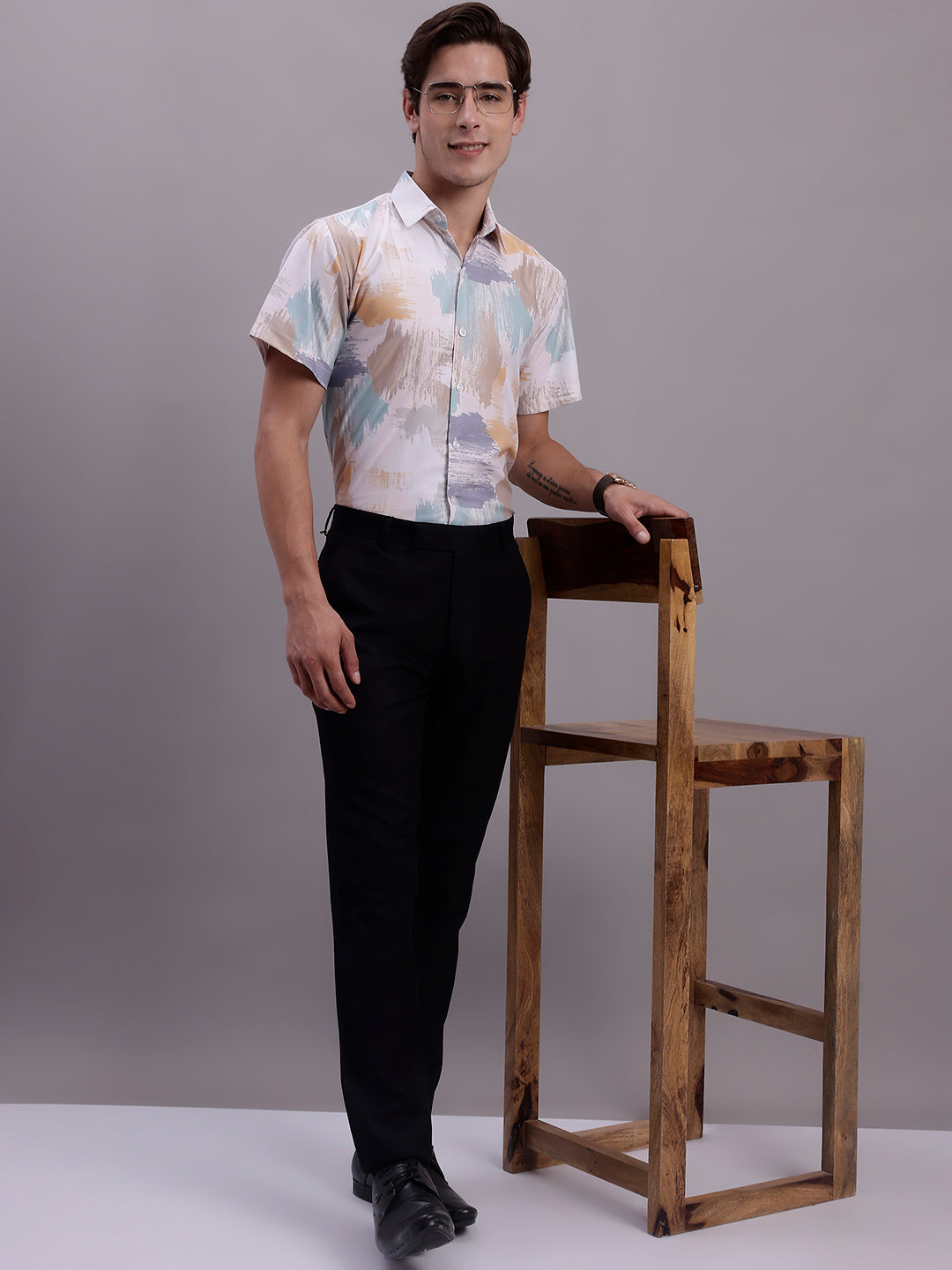 Jainish Men's Printed Formal Shirt - Multi | Grocsy