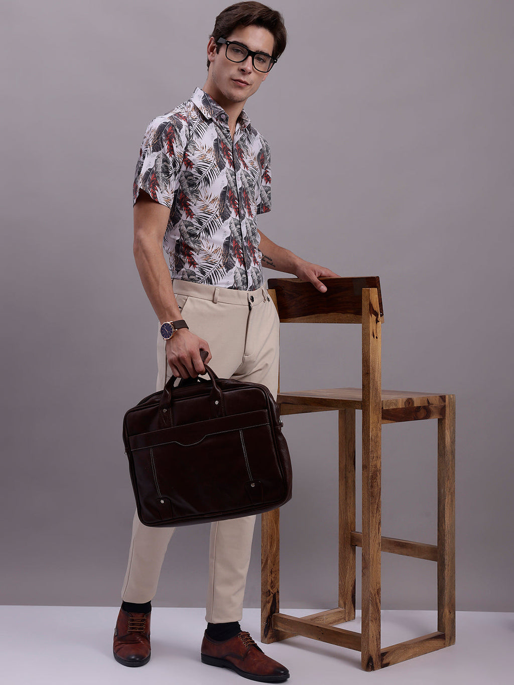 Jainish Men's Floral Printed Formal Shirt - Red | Grocsy