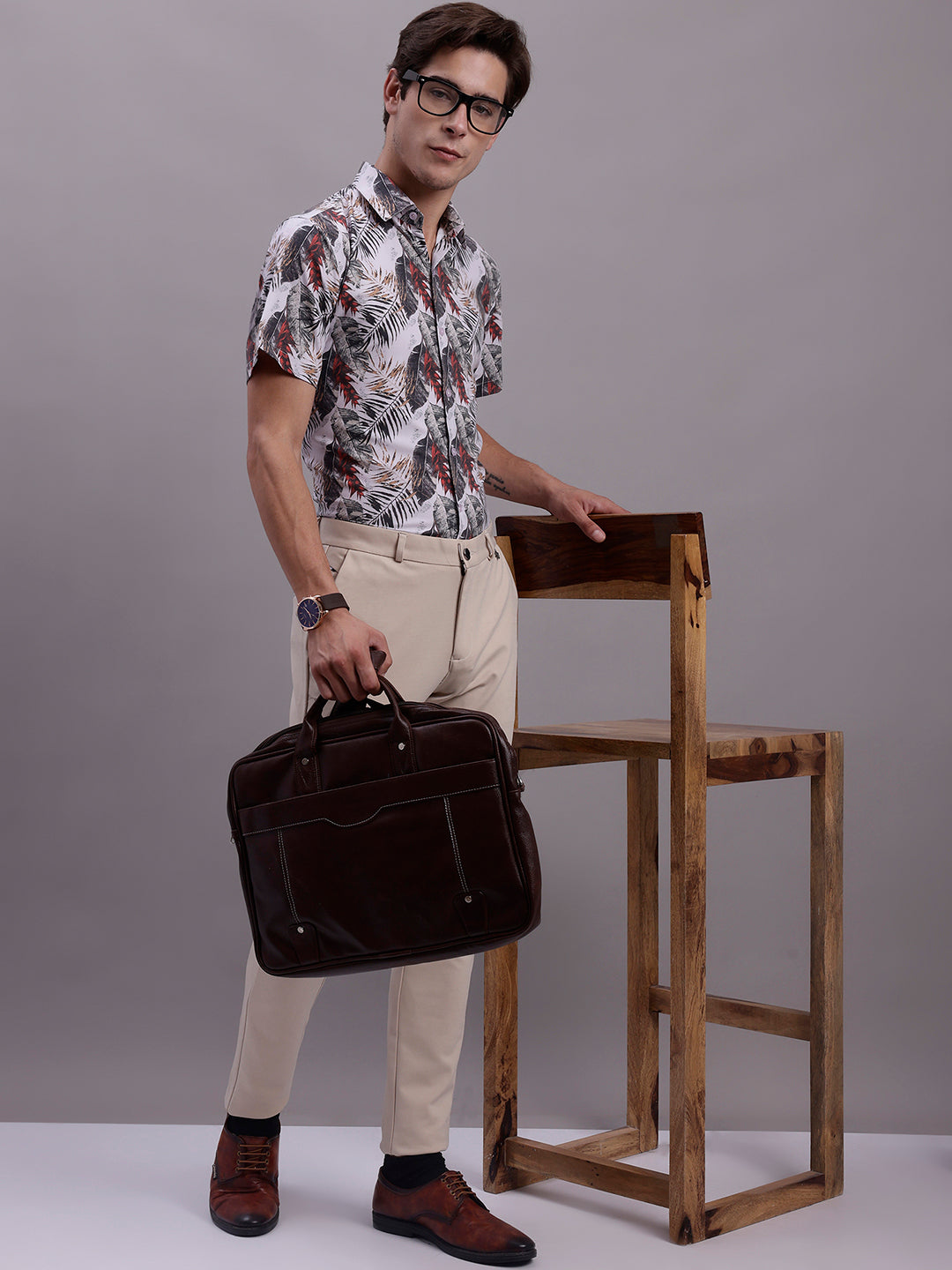 Jainish Men's Floral Printed Formal Shirt - Red | Grocsy