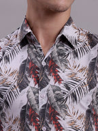 Jainish Men's Floral Printed Formal Shirt - Red | Grocsy