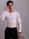 Jainish Men's Cotton Blend Checked Formal Shirt - Pink | Grocsy