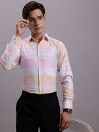 Jainish Men's Cotton Blend Checked Formal Shirt - Pink | Grocsy