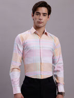 Jainish Men's Cotton Blend Checked Formal Shirt - Pink | Grocsy