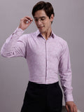 Jainish Men's Geomatric Printed Cotton Blend Formal Shirt - Light-Purple | Grocsy