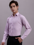 Jainish Men's Geomatric Printed Cotton Blend Formal Shirt - Light-Purple | Grocsy