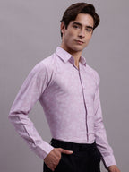 Jainish Men's Geomatric Printed Cotton Blend Formal Shirt - Light-Purple | Grocsy
