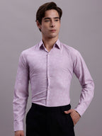 Jainish Men's Geomatric Printed Cotton Blend Formal Shirt - Light-Purple | Grocsy