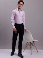 Jainish Men's Geomatric Printed Cotton Blend Formal Shirt - Light-Purple | Grocsy