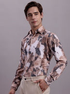 Jainish Men's Printed Formal Shirt - Brown | Grocsy