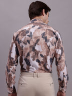 Jainish Men's Printed Formal Shirt - Brown | Grocsy