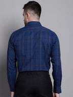 Jainish Men's Classic Checks Formal Shirt - Blue | Grocsy
