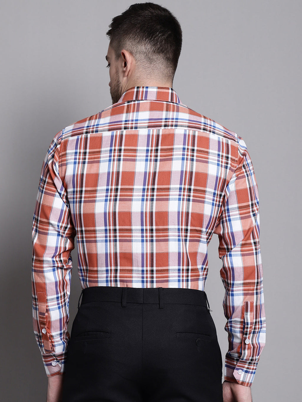 Jainish Men's Classic Checks Formal Shirt - Brown | Grocsy